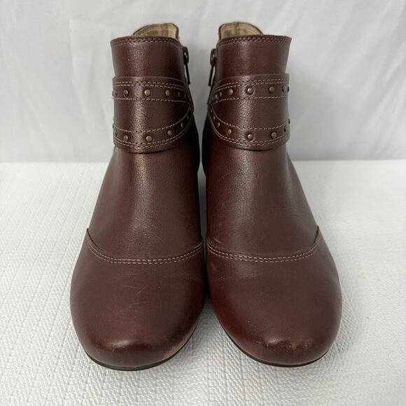 Taos Boots Women’s 7 Ultimo Brown Leather Studded Ankle Booties Boho Western - Picture 2 of 13